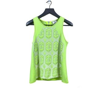 House of Dagmar Neon Green Jacquard Knit Tank